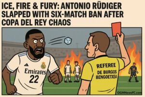Real Madrid’s Antonio Rudiger Hit with Six-Match Ban for Throwing Object at Referee in Copa del Rey Final Loss to Barcelona