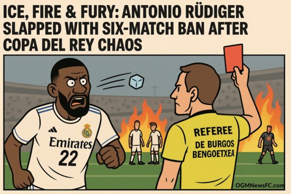 Real Madrid’s Antonio Rudiger Hit with Six-Match Ban for Throwing Object at Referee in Copa del Rey Final Loss to Barcelona