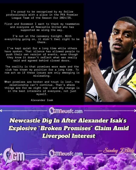 Newcastle Hit Back After Alexander Isak’s Explosive Post Accusing Club of “Broken Promises”