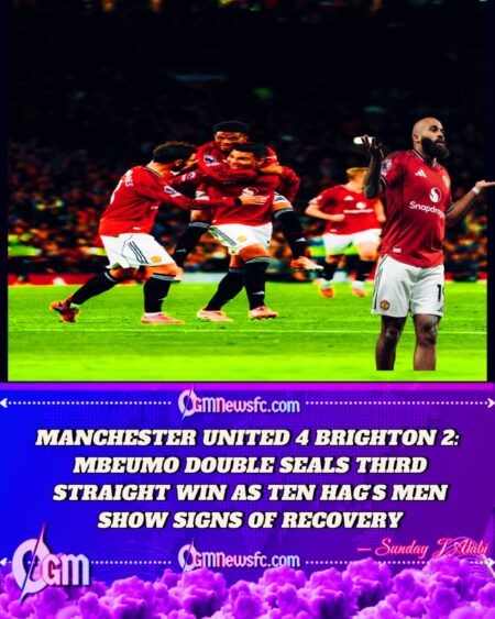 MANCHESTER UNITED 4 BRIGHTON 2: MBEUMO DOUBLE SECURES THIRD STRAIGHT WIN AS UNITED SURVIVE LATE SCARE