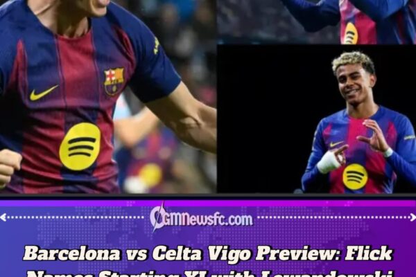 Barcelona Lineup vs Celta Vigo: Hansi Flick Drops Kounde, Starts Eric Garcia and Lewandowski Returns in La Liga MD12 Clash