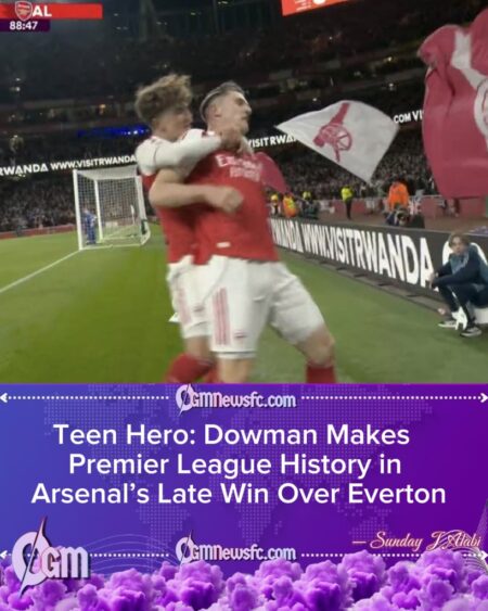 Dowman’s Historic Strike Lifts Arsenal Past Everton as Teen Prodigy Keeps Title Charge Alive