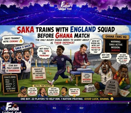 Saka Trains, Ghana's Stress Levels Complete Their Own Fitness Test