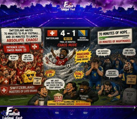 JOHAN MANZAMBI AND CHAOS: SWITZERLAND'S SUBSTITUTE TURNS A FOOTBALL MATCH INTO A NATURAL DISASTER