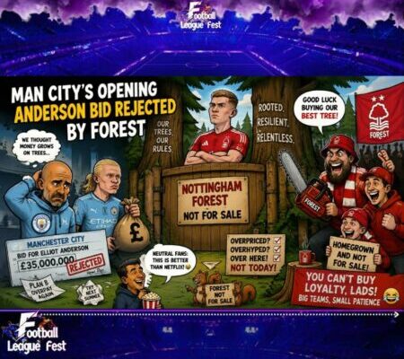 Elliot Anderson Rejected Bid: Manchester City's Shopping Cart Crashes Into a Forest Tree