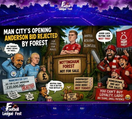 Elliot Anderson Rejected Bid: Manchester City's Shopping Cart Crashes Into a Forest Tree